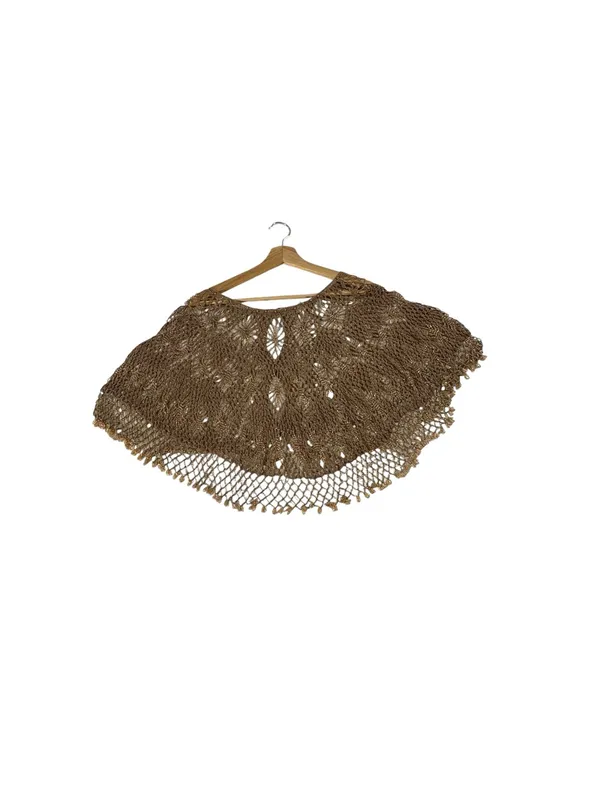 The Bead Metallic Crochet Shrug Capelet Bronze Boho Ren Fest Beaded NWT Y2K - Image 5
