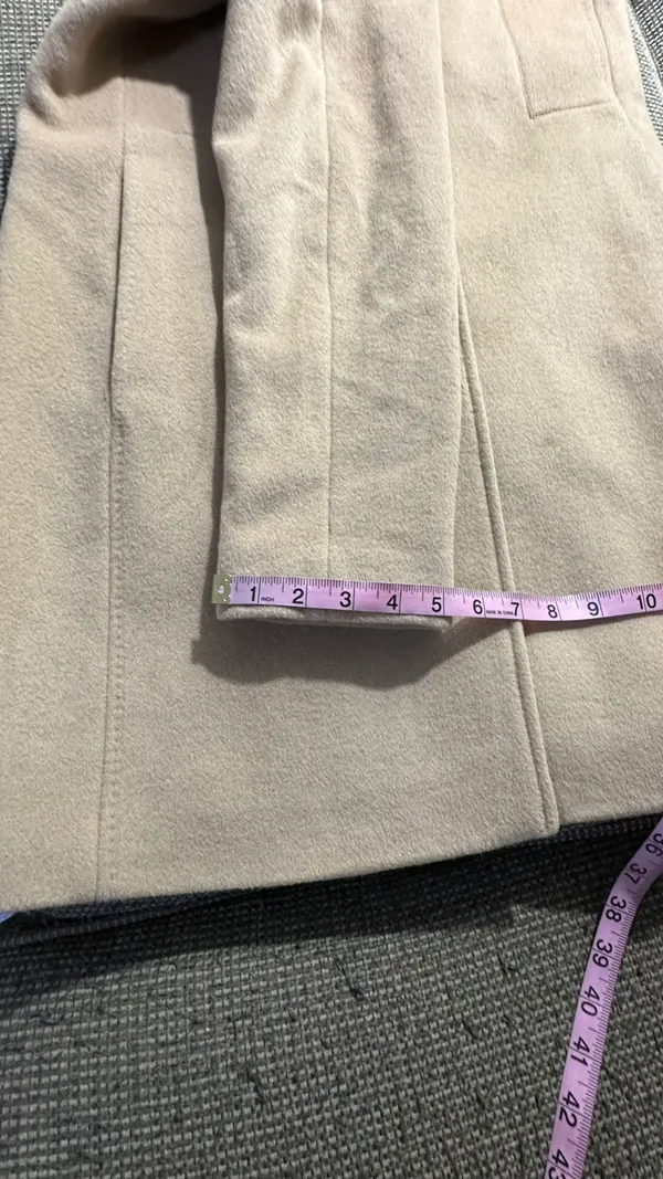 Calvin Klein Wool Polyester Cashmere Blend Tan Camel Coat Jacket - Image 8