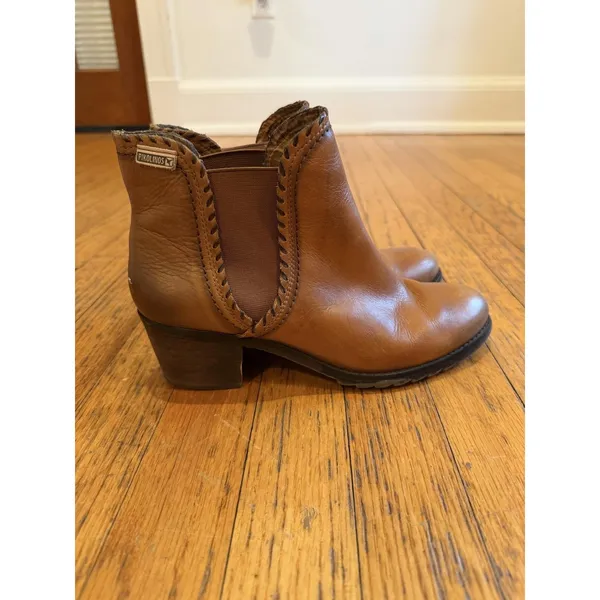 Pikolinos Boots Womens Size 8.5 Brown Leather Chelsea Ankle Block Heel Booties - Image 2