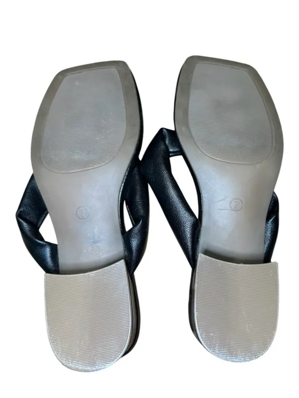 C. EST 1946 Leather Slide Sandals 7 Black EUC - Image 7