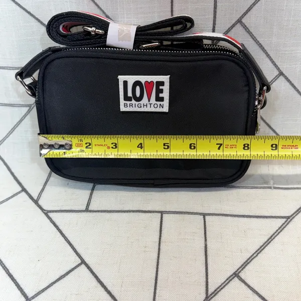 Brighton Crossbody Bag Small Black Heart Webbed Strap Camera‎ Bag - Image 2