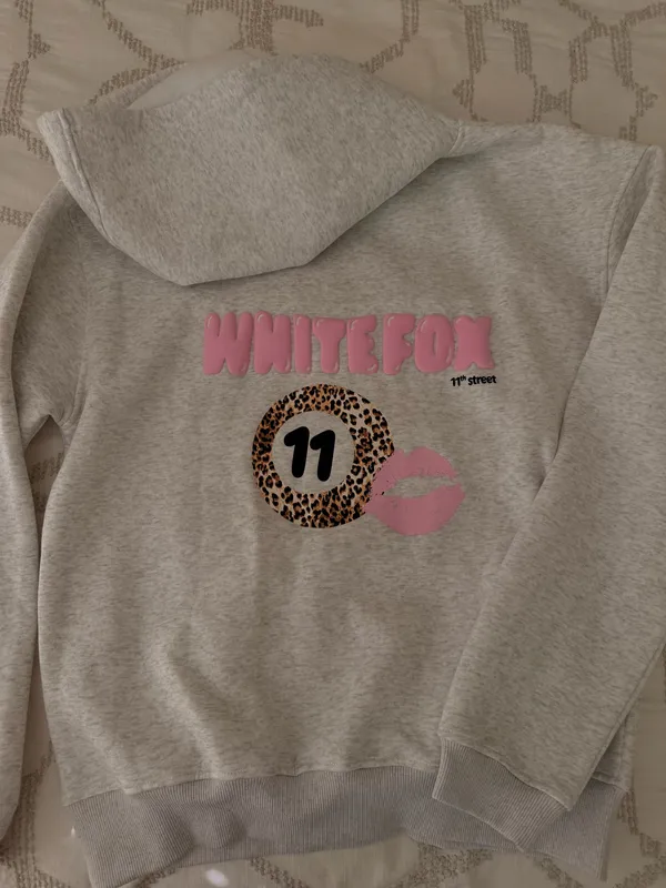 Heather Grey White Fox Boutique Hoodie  - Image 2