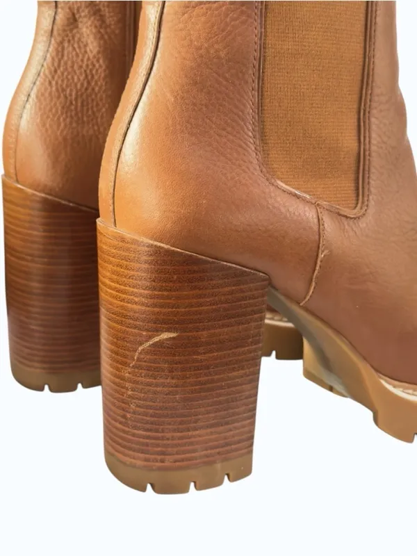 Tory Burch Carson 70mm Chestnut Leather Lug Sole Chelsea Platform Boot Size 10 - Image 5