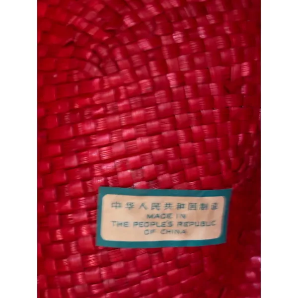 Red Straw Cowboy Hat‎ with Woven Band and Feather Accent Western Style Fedora - Image 5