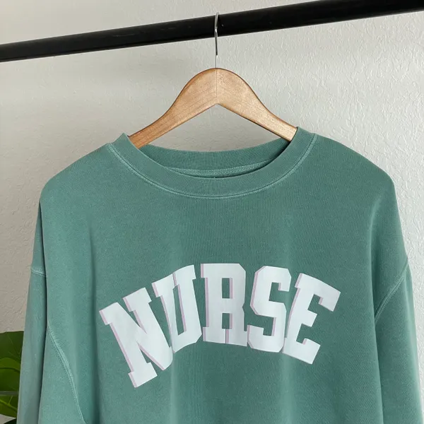 Nurse Crewneck Sweatshirt Green Size XL - Image 2