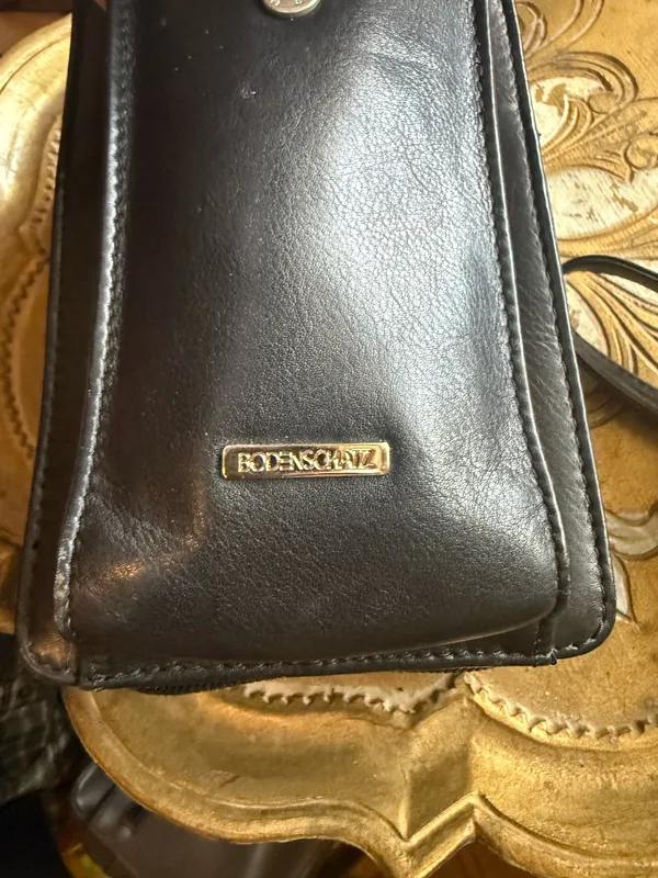We Wore What vintage Bodenschatz black leather zip-around travel wallet bag / organizer clutch. - Image 2