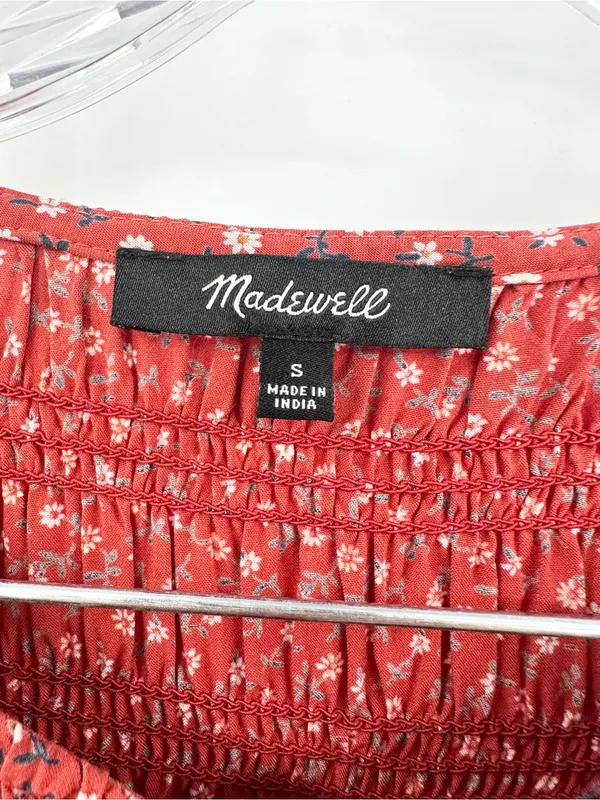 Madewell Easy Smocked Long Sleeve Mini Shift Dress Tiny‎ Daisy Size Small - Image 4