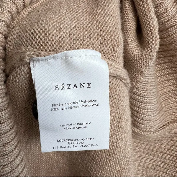 Sezane Women’s Mathie‎ Sweater Dress Wool Beige Camel Dress Size Medium - Image 8