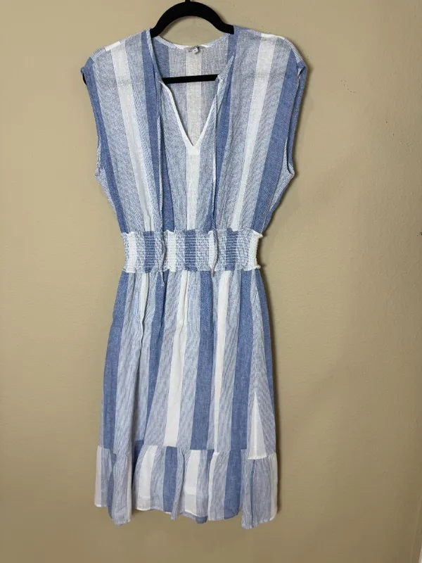 Rails Ashlyn Nevis Linen Dress Blue & White Stripes Size Small - Image 3