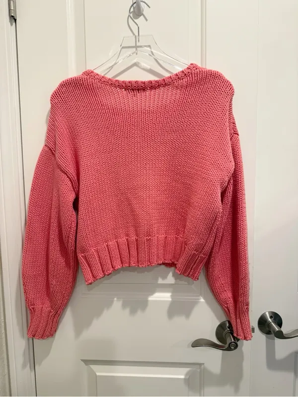 Z SUPPLY Vida Sweater Sunset Pink V-neck Cropped size Medium - Image 3