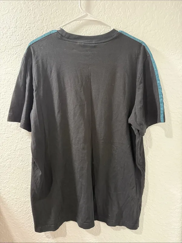adidas Black Tee with Teal Trefoil and Stripes - Image 2