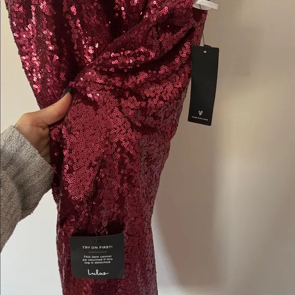 Lulu's Sparkling Burgundy Sequin Mini Dress - Image 3
