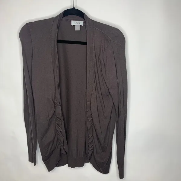 Loft Brown Button Front Cardigan Sz Medium - Image 5