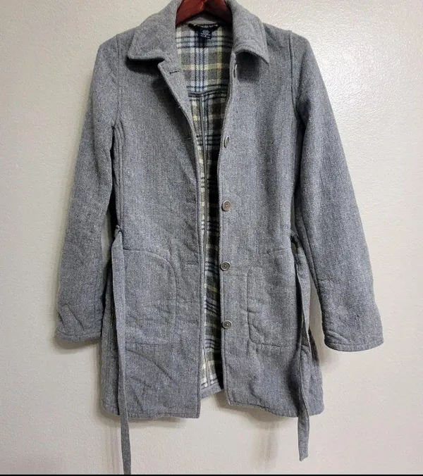 Abercrombie & Fitch Wool Blend Coat Gray Flannel Lining Women's Size Small - Image 3