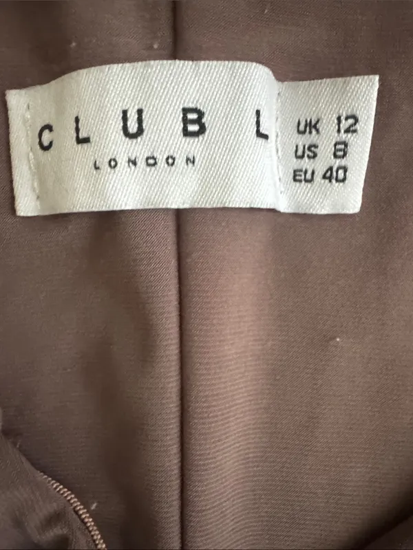 Club L London Brown Ruched Twist Bardot Maternity Midi Dress One-Shoulder Size 8 - Image 13