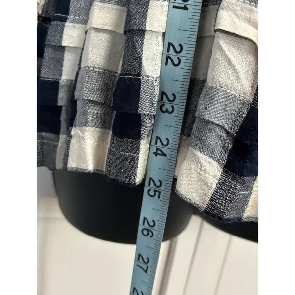 American Eagle Blue/White Plaid Buttons Tiered Long Sleeve‎ Size S Flowy Ruffles - Image 3