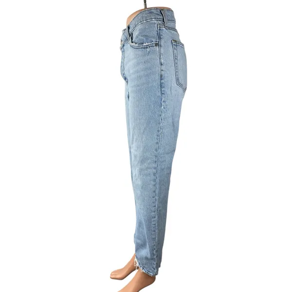 Abercrombie & Fitch The Dad High Rise Blue Light Wash Straight Denim Jeans Sz 26 - Image 2