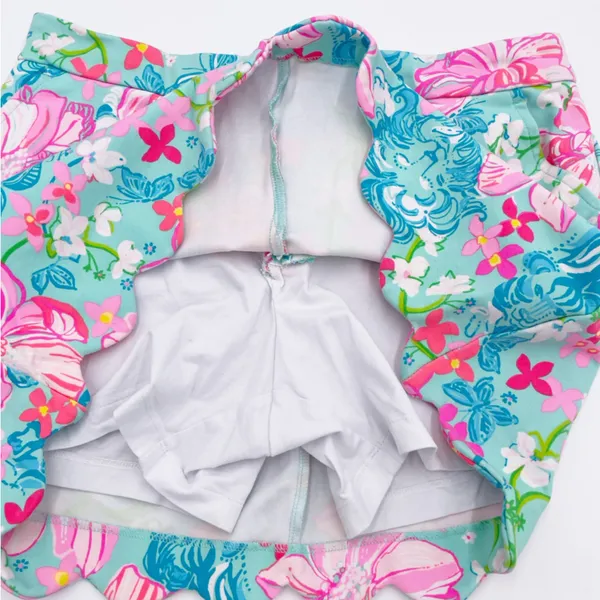 Lilly Pulitzer Colette Knit Skort Scallop Hem Size 0 Surf Blue Luscious Lions - Image 5