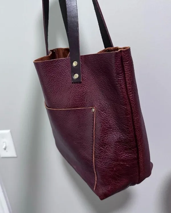 Portland Leather Goods Brown Hand Made Tote Bag Purse - Image 6