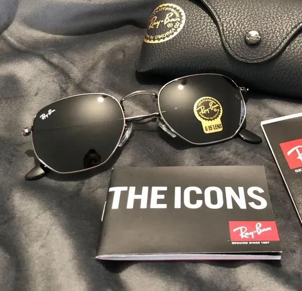 Ray Ban Hexagonal Black Sunglasses RB3548 - Image 4