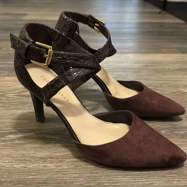 Franco Sarto Anazio Pump - Suede & Faux Leather - Burgundy - Size 7.5 - Image 3