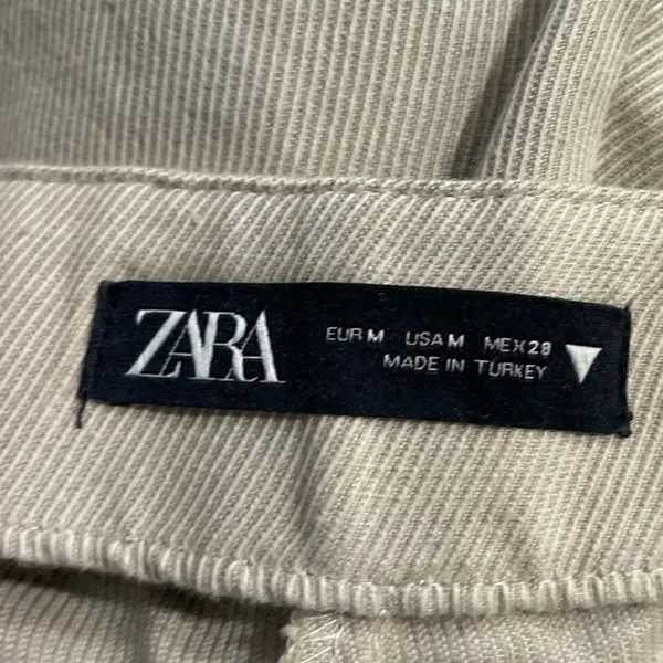Zara High Waisted Wide Leg Pants SZ M Linen Blend Trousers Casual Everyday - Image 4