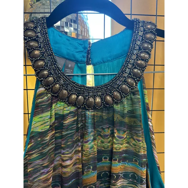 Muse Women's High End Beaded Halter Dress 100% silk in Blue - Image 2
