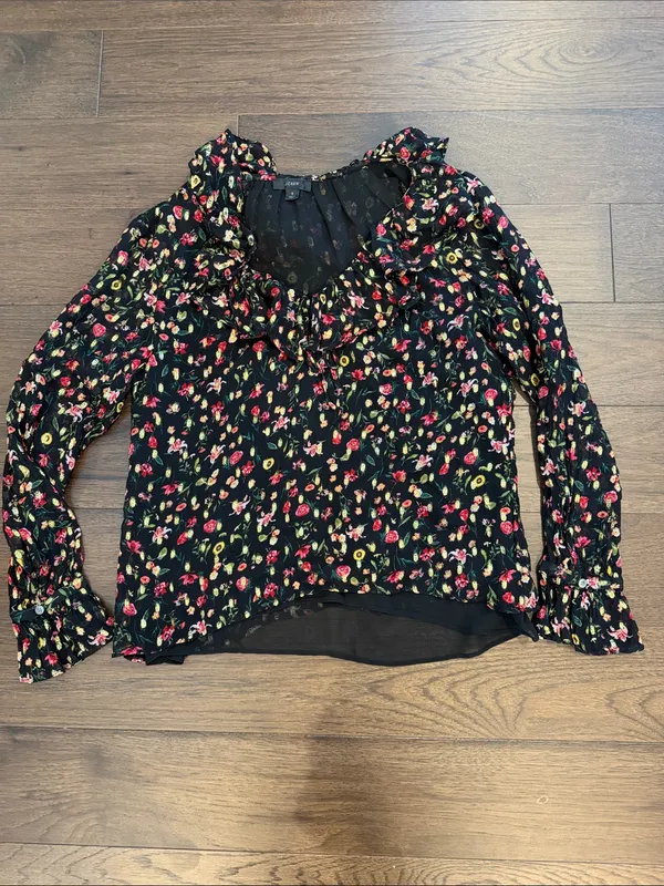 J. Crew Ruffleneck Top in Midnight Vintage Size Small - C36-068 - Image 2