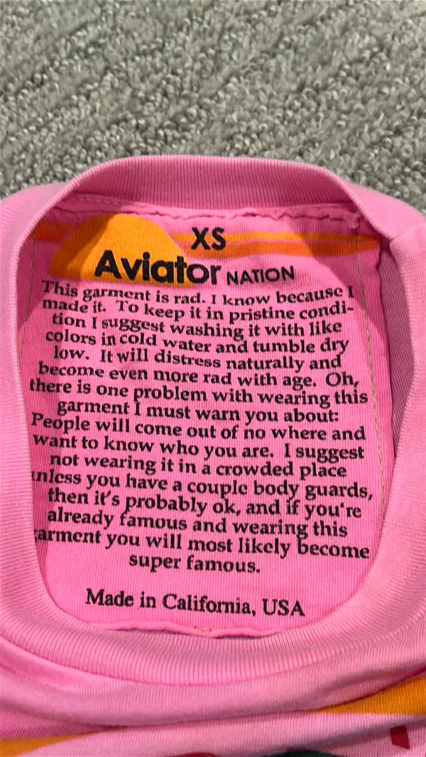 Aviator nation hot pink cropped T-shirt very soft from California - Image 2