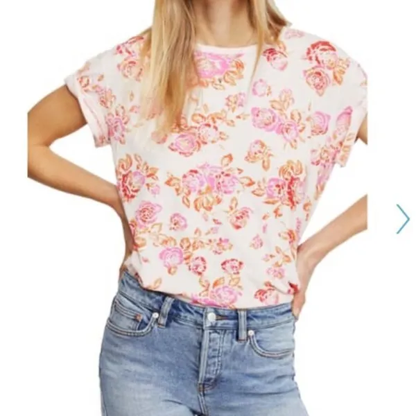 ✨HP✨NWOT✨Free People Tourist T-Shirt Pink Floral Blush✨ - Image 3