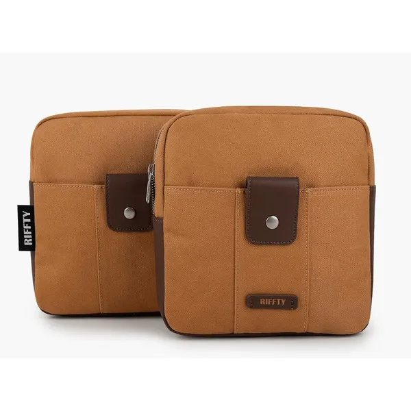 Riffty Small Crossbody Travel Duffle Bag Vintage Carry On Leather Canvas Shoulde - Image 3