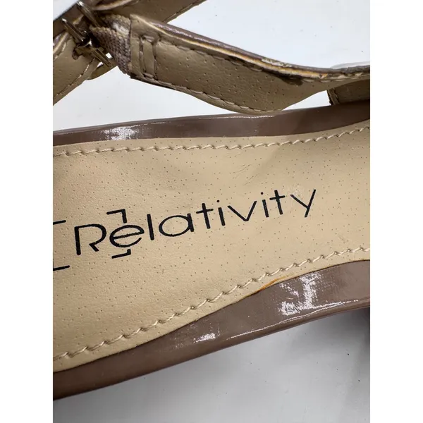 Relativity 7.5 M Taupe‎ Slingback Flats Women's Pointed Toe Patent - Image 7