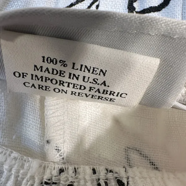 Hot Cotton‎ Marc Ware Linen Maxi Skirt L White Black Village Print Made in USA - Image 3