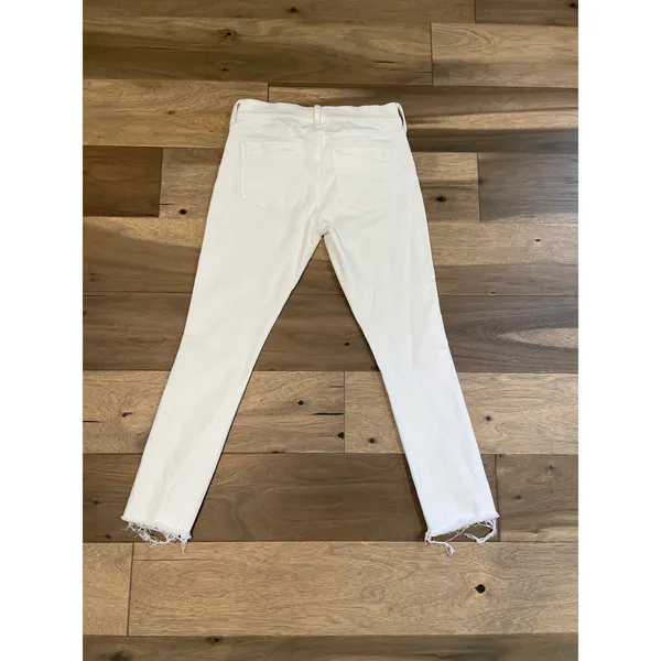 Express Jeans Cropped Denim Legging Size 8R Mid Rise Frayed Hem - Image 10