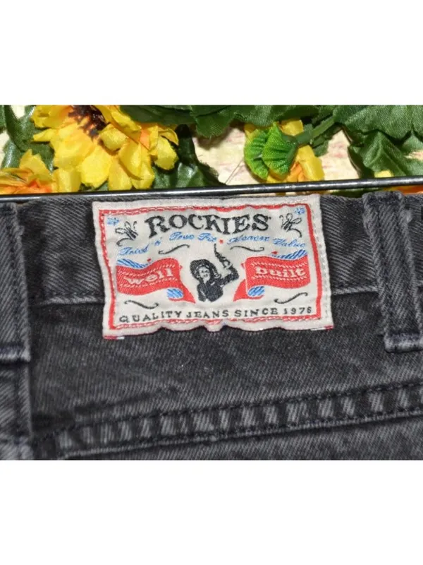 Vintage Rockies Slim Ladies Black Denim Straight Leg Jeans Size 28/7 Long Retro - Image 7