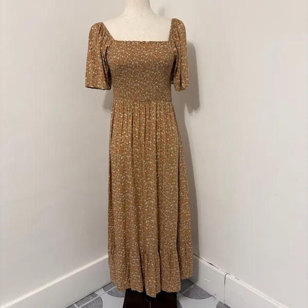 Pinkblush NWT Heyson Mustard Floral Smocked Maternity Maxi Dress Sz M - Image 2