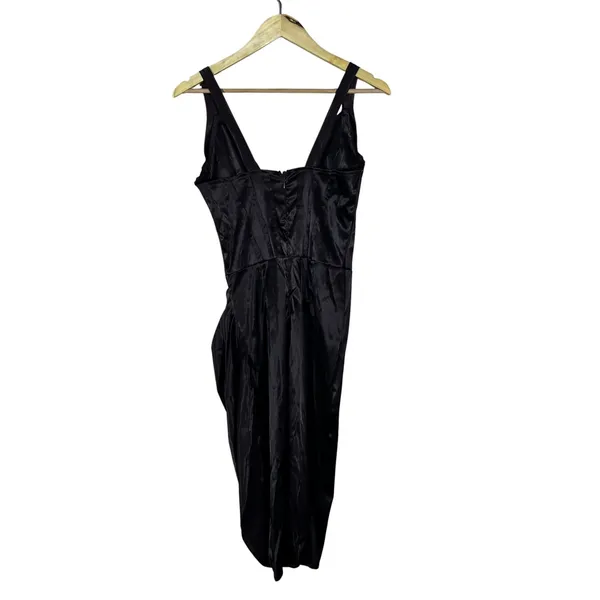 NWT Bella Barnett Satin Corset Pleated Draped Wrap Slit Midi Dress Glam Size M - Image 6