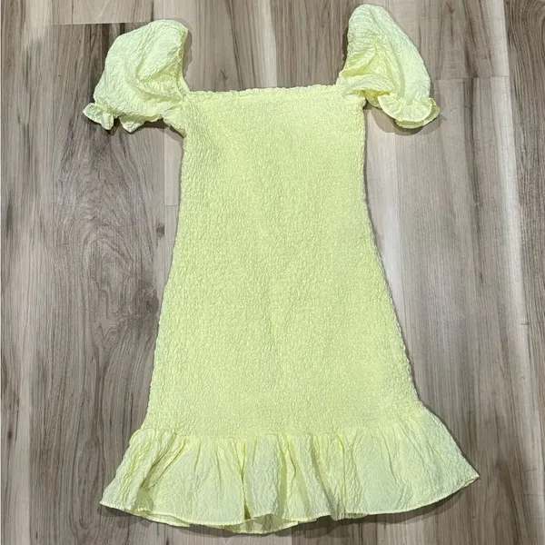 Zara Smocked Yellow Mini Dress Women’s XS - Image 2