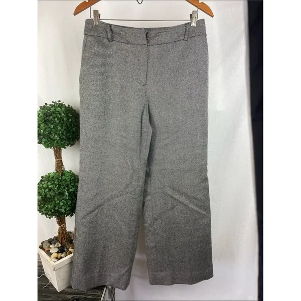 Talbots 100% Wool Black & Gray Thin Striped Trouser Pants 8 - Image 2