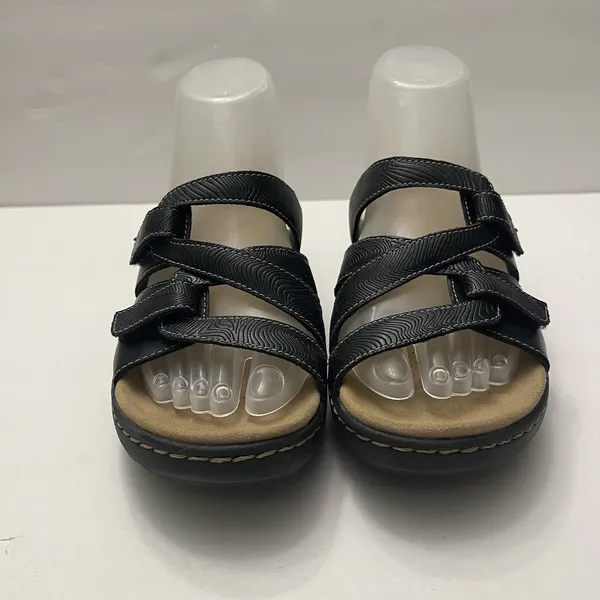 Clarks‎ Collection Womens 9.5 Merliah Karli Leather Black Slide Sandals - Image 3