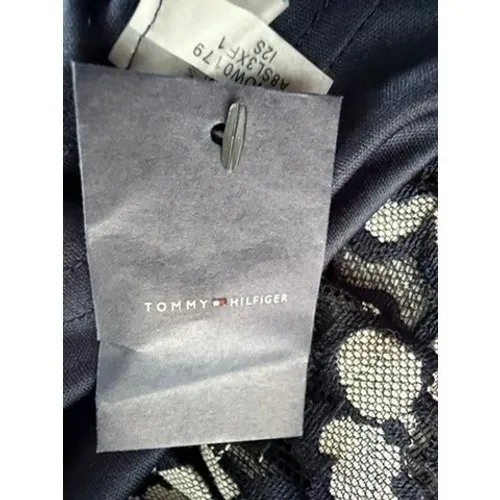 Tommy Hilfiger Floral Lace Trapeze Dress Sleeveless Shift Navy Blue White Size 6 - Image 10