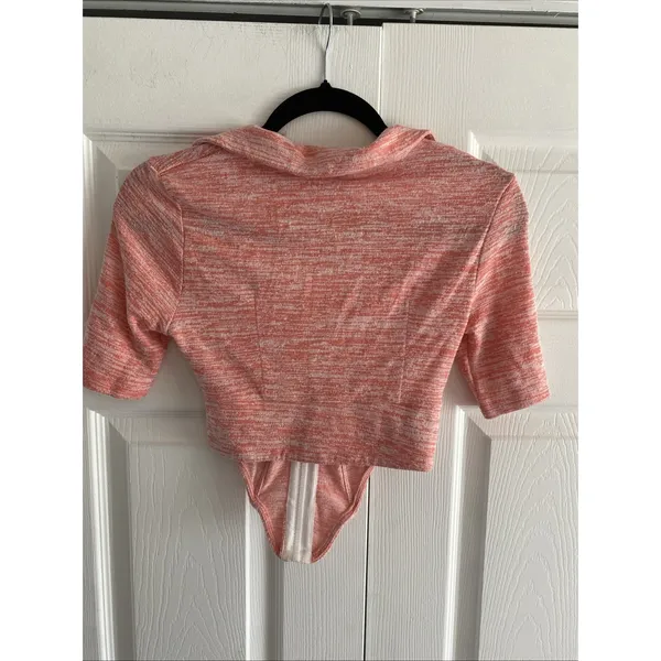 Solely Fit Zip Up Corset Crop Top Womens Size XS Orange Space Dye Knit Y2K Rave - Image 6