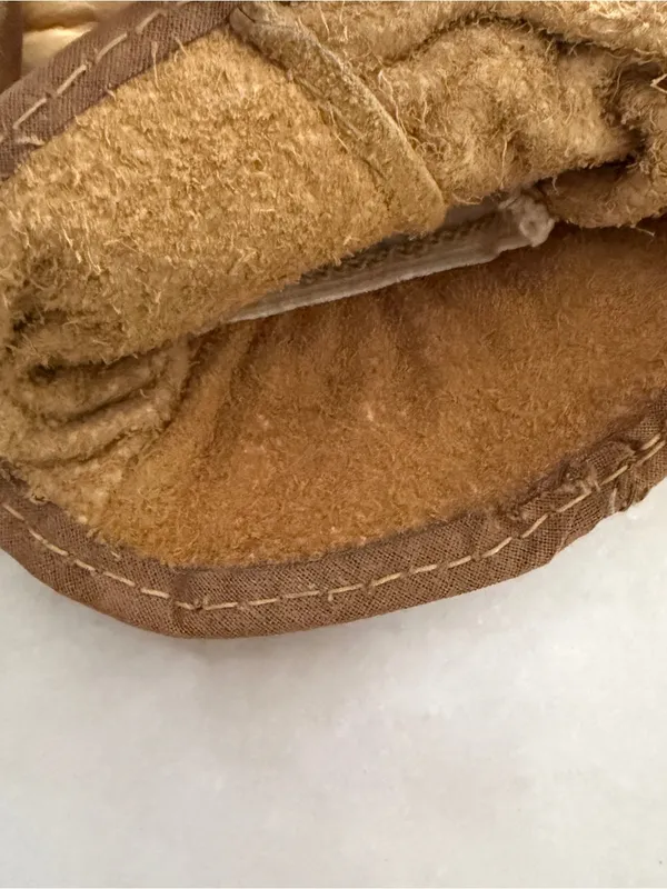 Vintage Leather Mittens Tan Brown Warm Lined Rustic Winter Gloves - Image 4