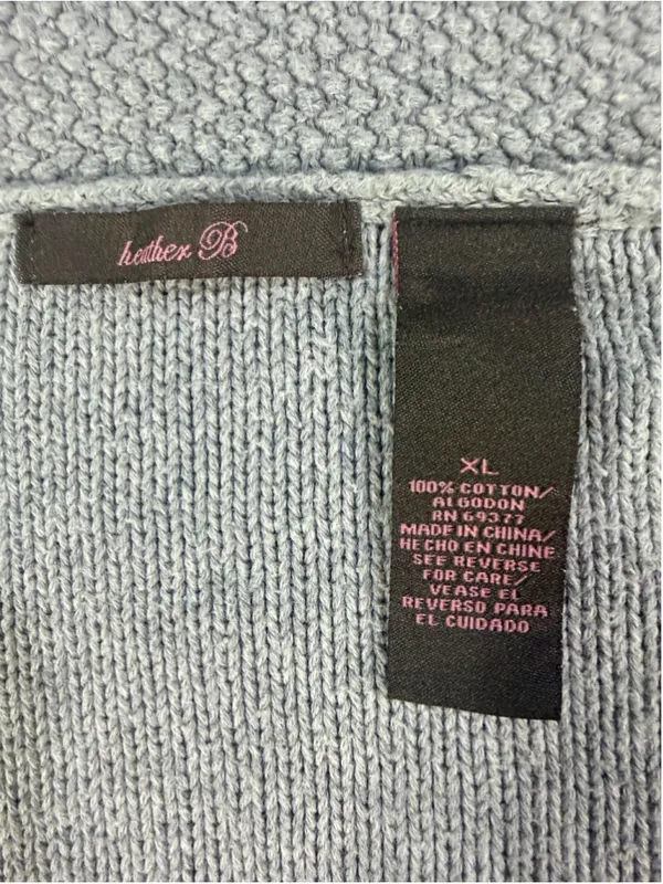 Heather B 100% Cotton Cable Knit Button Front Cardigan Sweater Heather Grey XL - Image 3