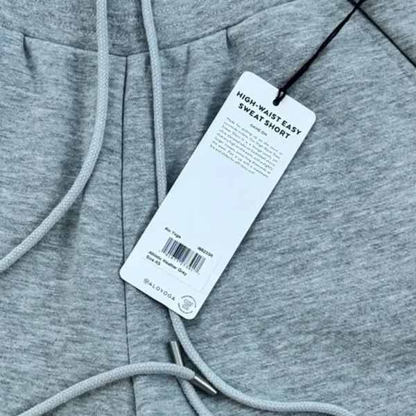Alo Yoga High-Waist Easy Sweat Short Athletic Heather Grey XS NWT - Image 3