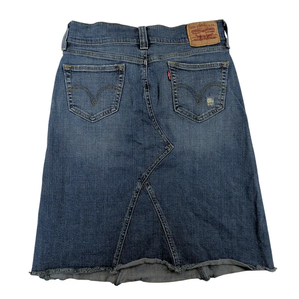 Levis Womens Medium Wash Denim Mini Skirt Raw Hem Blue Size 10‎ MIS - Image 3
