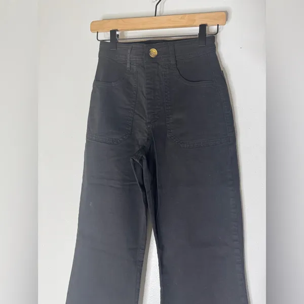 Marine Layer Bridget Twill Flare Pants Black Size‎ 2 Style 16304 - Image 3
