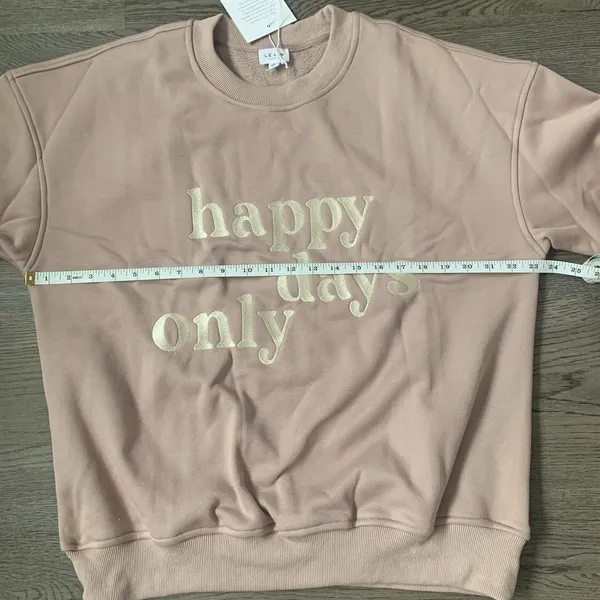 Le Lis Happy Days Only Embroidered Fleece Sweatshirt NWT S Oversized Cocoa Brown - Image 5