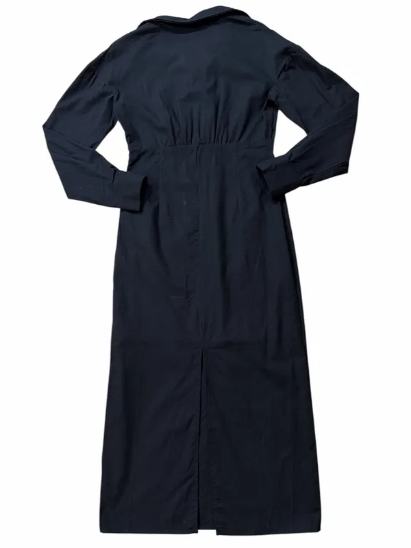 Petal & Pup Linen Blend Black Long Sleeve Collared Midi Dress - Image 2