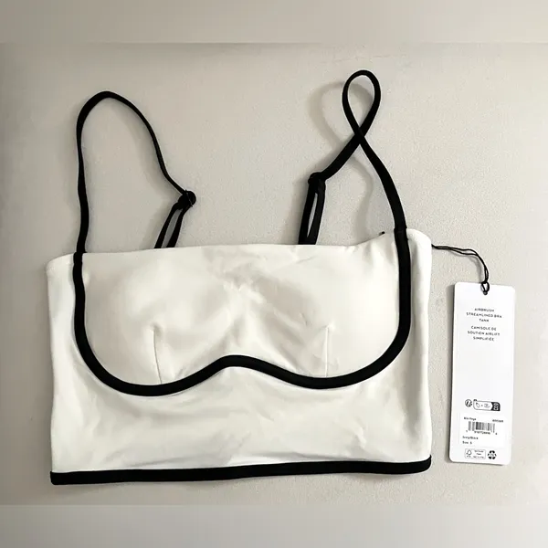 Alo Yoga NWT Airbrush Streamline Bra Tank Top Ivory Black Size S - Image 8